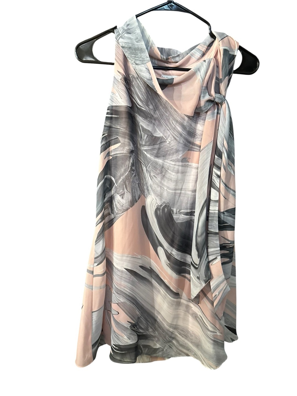 Robbie Bee Pink and Gray Swirl Halter Dress